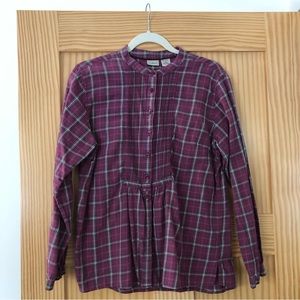 LL Bean Flannel Smocked Top